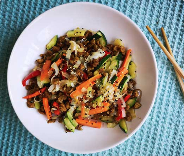 Salteado de Verduras y Soja Texturizada